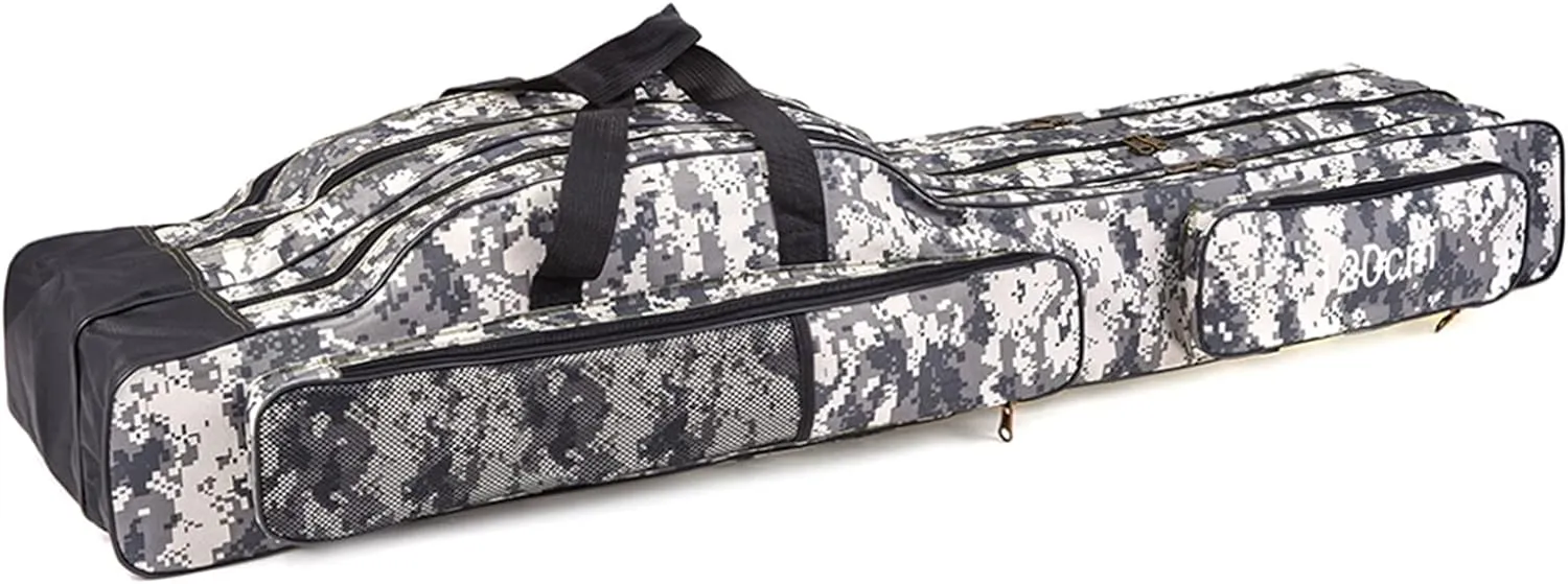 doorlay Fishing Bag Portable Folding Fishing Tackle Storage Bags Oxford Fishing Rod Case Fishing Pole Bag Carry Organizer Outdoor Waterproof for Fishing Camping Hiking Traveling