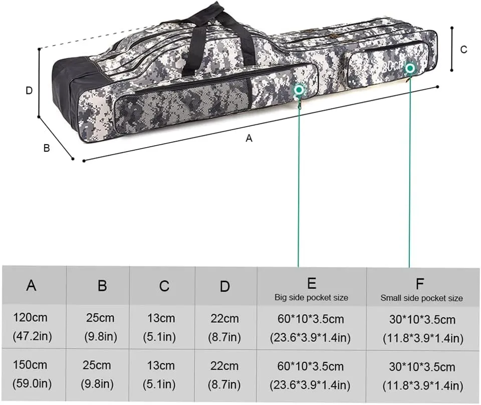 doorslay Portable Folding Fishing Tackle Storage Bags Oxford Fishing Rod Case Fishing Pole Bag Carry Organizer Outdoor Waterproof Fishing Bag