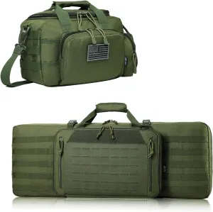 Double Rifle Bag 32" (OD Green)   Range Bag Small for 2X Pistol (OD Green), Lockable Zipper, Durable Material, Compact Design