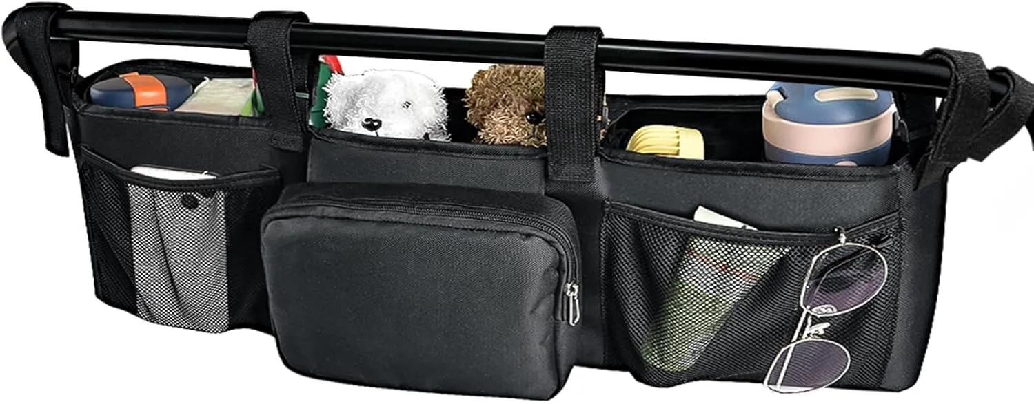 Double Stroller Organizer Fit for BOB Duallie & Baby Jogger City Mini GT2 Double Stroller, Double Baby Stroller Accessories Double Stroller Parent Console with Cooler Pocket(Empty Bag)