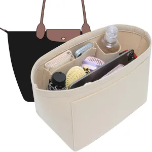 Doxo Felt Longchamp Organizer Insert,Handbag Organizer Suitable for Le-pliage Large and More, Longchamp Bag Organizer Keeps Tote Handbags Shaped & Neat (Beige,Large)