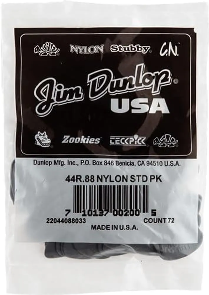Dunlop 44R88 .88mm Nylon Standard Guitar Picks, 72-Pack