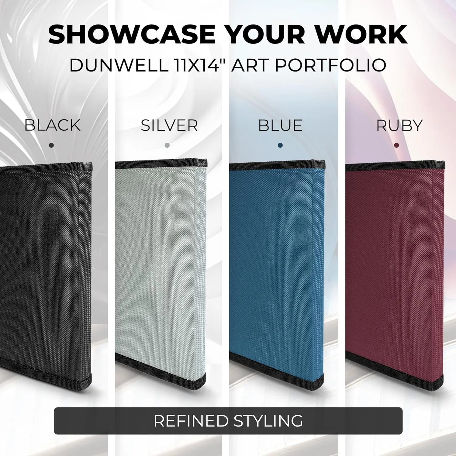 Dunwell 11x14 Art Portfolio Binder with Mounting Paper (Ruby), Large Portfolio Folder for Artwork Storage, 24 Sleeves Displays 48 Pages, Acid-Free Poly 11 x 14 Presentation Book