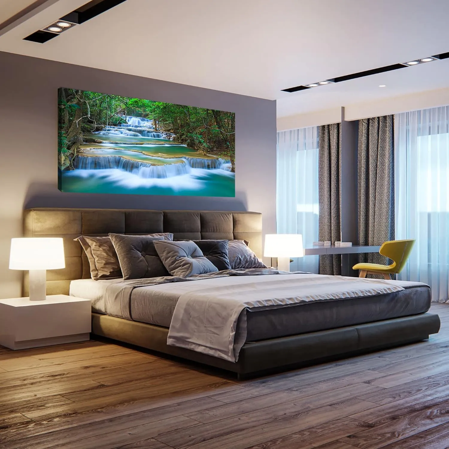 DZL Art S75275 Canvas Prints Wall Art Forest Waterfall Landscape Forest Scenery Painting Nature Wilderness Photography for Living Room Bedroom Bathroom Home Office Decor