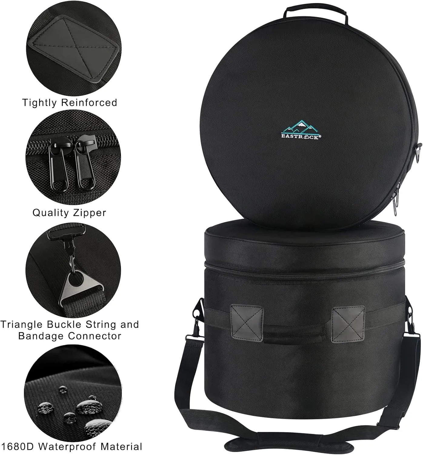 EASTROCK 5-Piece Drum Bag Set for 12" Tom, 10" Tom, 14" Snare, 16" Floor Tom, 22" Bass Drum, Drum Cases (5pc Fusion Set)