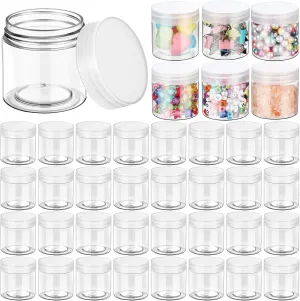eBoot 150 Piece 2 Oz Plastic Container Jars with Lids Round Clear Cosmetic Empty Clear Plastic Jars for Lotion, Cream, Makeup, Eye Shadow, Rhinestone, Samples, Pot, Travel Storage(2 Oz)