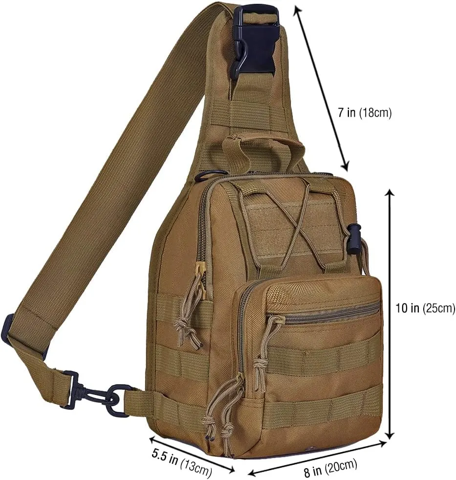 EcoGear FX Tactical Shoulder Bag - EDC Military Molle Backpack Bag Perfect as a Range Pack for Every Day Carry (Khaki)