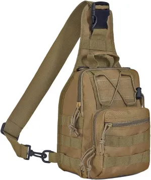 EcoGear FX Tactical Shoulder Bag - EDC Military Molle Backpack Bag Perfect as a Range Pack for Every Day Carry (Khaki)