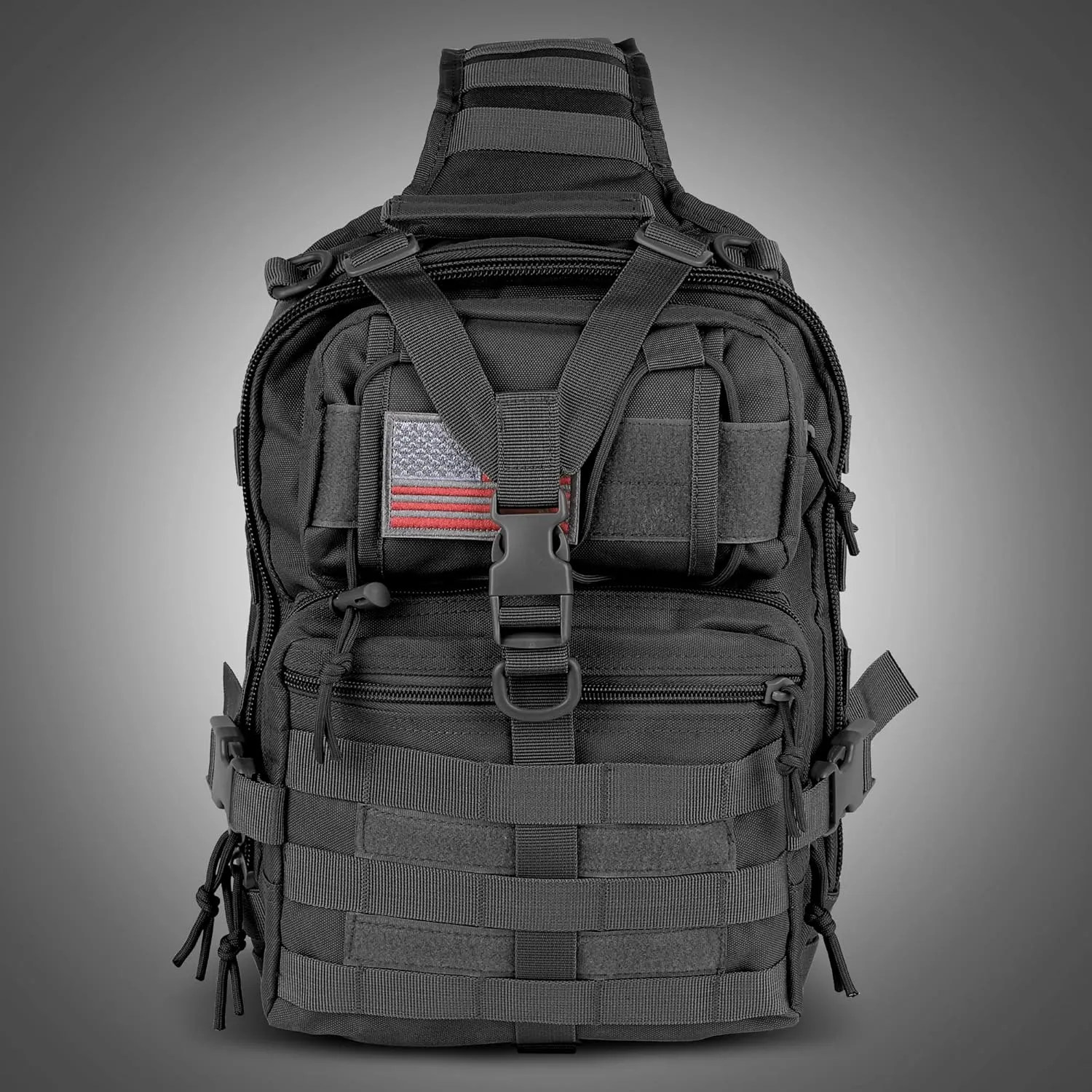 EcoGear FX XGear Tactical Sling Bag Military Pack Single Shoulder EDC Backpack Range Bags (Black)
