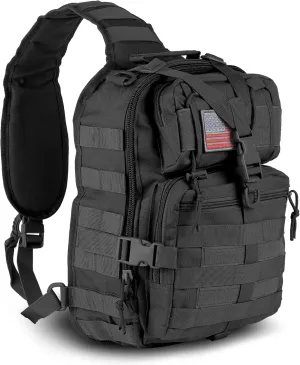 EcoGear FX XGear Tactical Sling Bag Military Pack Single Shoulder EDC Backpack Range Bags (Black)