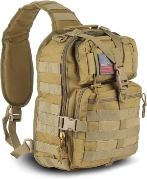 EcoGear FX XGear Tactical Sling Bag Military Pack Single Shoulder EDC Backpack Range Bags (Khaki)