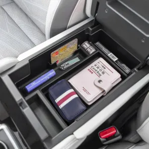 EDBETOS Center Console Organizer Tray Compatible with Nissan Pathfinder Accessories 2022 2023 2024 2025 R53 Interior Secondary Armrest Storage Glove Box Divider ABS Material, Black Trim