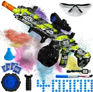 Electric Gel Ball Blaster, High Speed Automatic Splatter Ball Blaster with 40000  Water Beads & Goggles, Rechargeable Splatter Ball Toys for Outdoor Shooting Game Party Favors-Camouflage Green