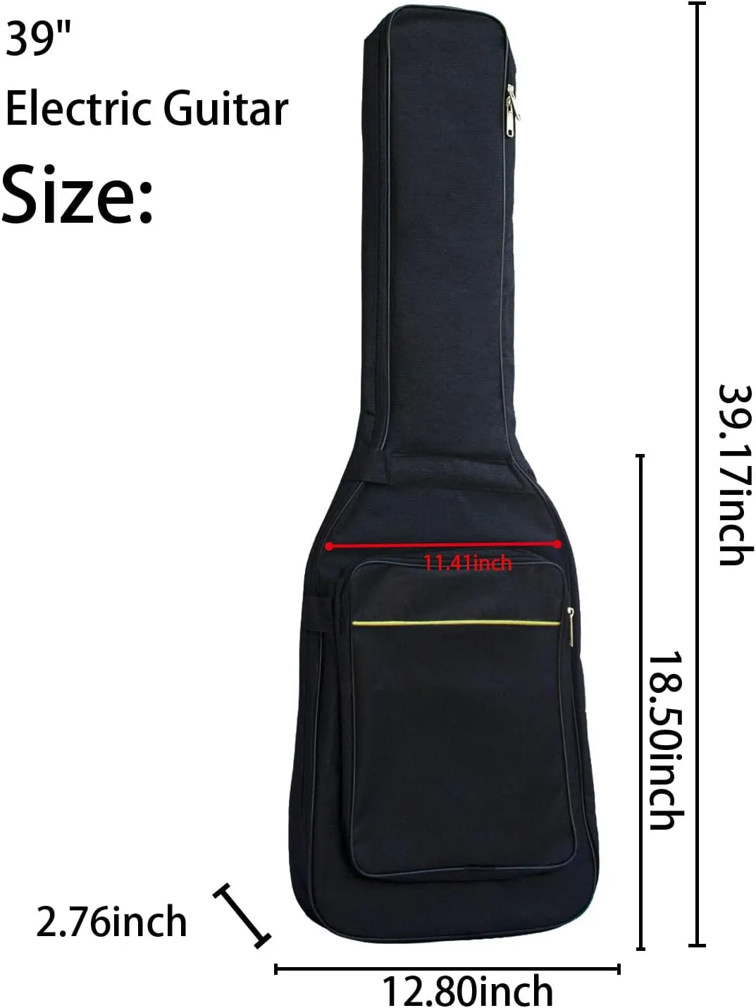 Electric Guitar Gig Bag Case Soft 0.3 inch Padding Dual Adjustable Shoulder Strap Backpack Electric Guitar B (39Inch-6MM Thick Black, electric guitar)