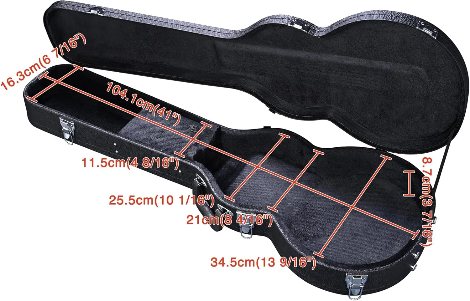 Electric Guitar Hard Case Electric Guitar Wooden Hard Shell Lockable Black (for Electric Rectangle Guitar) (LP)