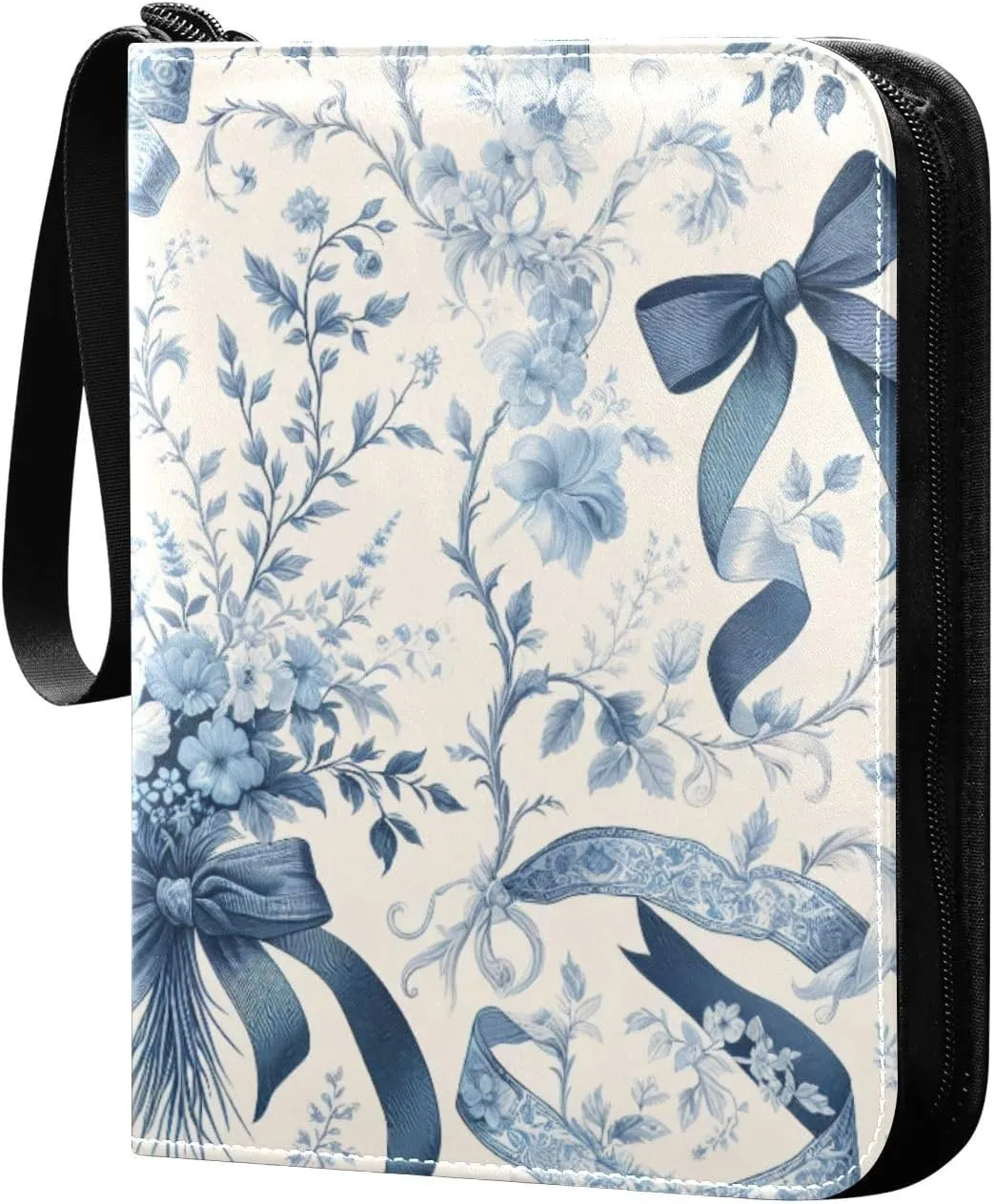 Elegant Ribbons Bows Card Binder 4 Pocket Trading Card Album Fits 400 Sports/Game Cards, PU Cover 3 Ring Card Collection with 50 Removable Sleeves