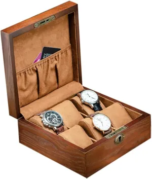 Elegant Wooden Watch Storage Box with Lock 6 Slots Display Case for Collectibles