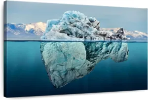 Elephant Stock - Iceberg Seascape Wall Art - Horizontal Canvas Wall Art - Living Room Wall Decor - Photography Beach Canvas Art - Black And Blue Decor - 30" x 20"
