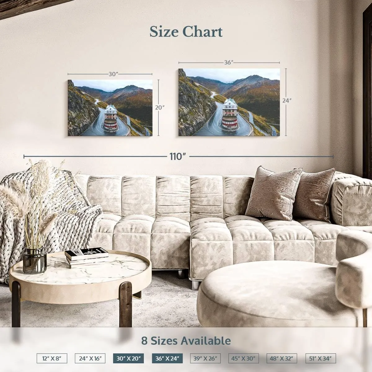 Elephant Stock - Swiss Belvedere Hotel Wall Art - Horizontal Canvas Wall Art - Living Room Wall Decor - Photography Architecture Canvas Art - Green And Gray Decor - 36" x 24"