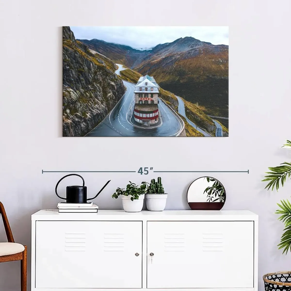 Elephant Stock - Swiss Belvedere Hotel Wall Art - Horizontal Canvas Wall Art - Living Room Wall Decor - Photography Architecture Canvas Art - Green And Gray Decor - 36" x 24"