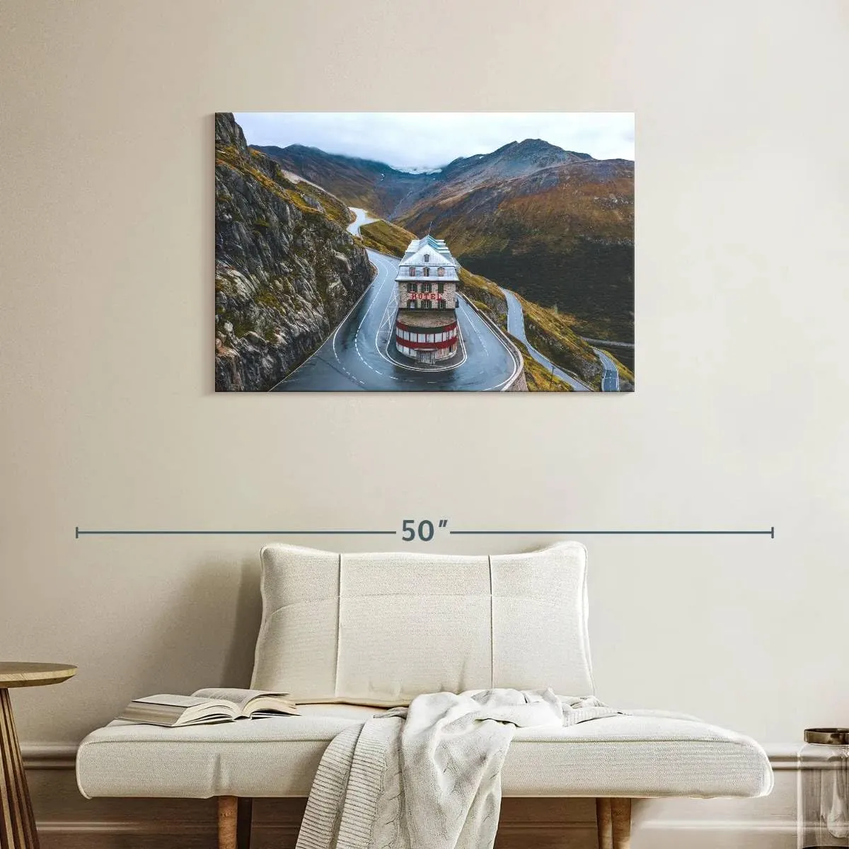 Elephant Stock - Swiss Belvedere Hotel Wall Art - Horizontal Canvas Wall Art - Living Room Wall Decor - Photography Architecture Canvas Art - Green And Gray Decor - 36" x 24"