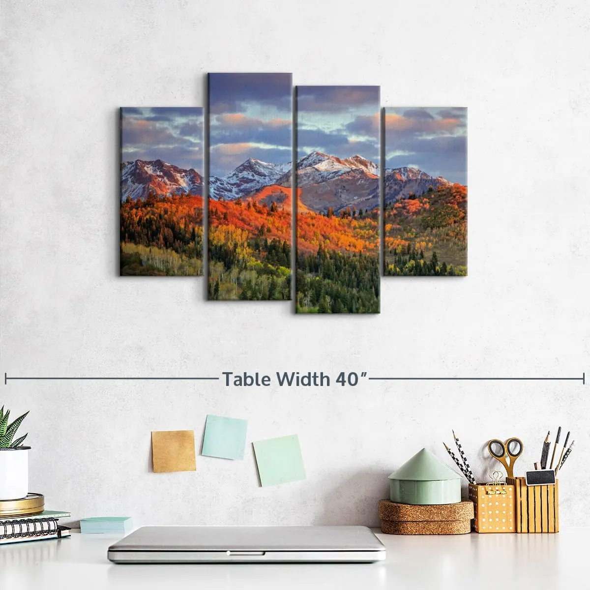 Elephant Stock Wasatch Mountain Wall Art Multi Piece Canvas - 4 Panel Mountain Wall Decor - Mountains Wall Art for Nature Lovers - Majestic Mountains Photography - 24" X 14"