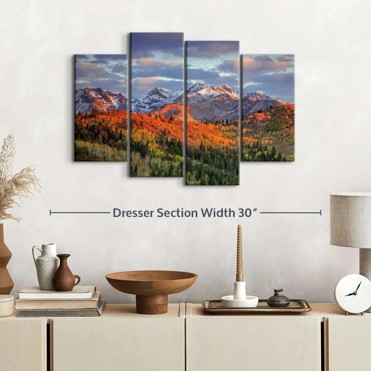 Elephant Stock Wasatch Mountain Wall Art Multi Piece Canvas - 4 Panel Mountain Wall Decor - Mountains Wall Art for Nature Lovers - Majestic Mountains Photography - 24" X 14"