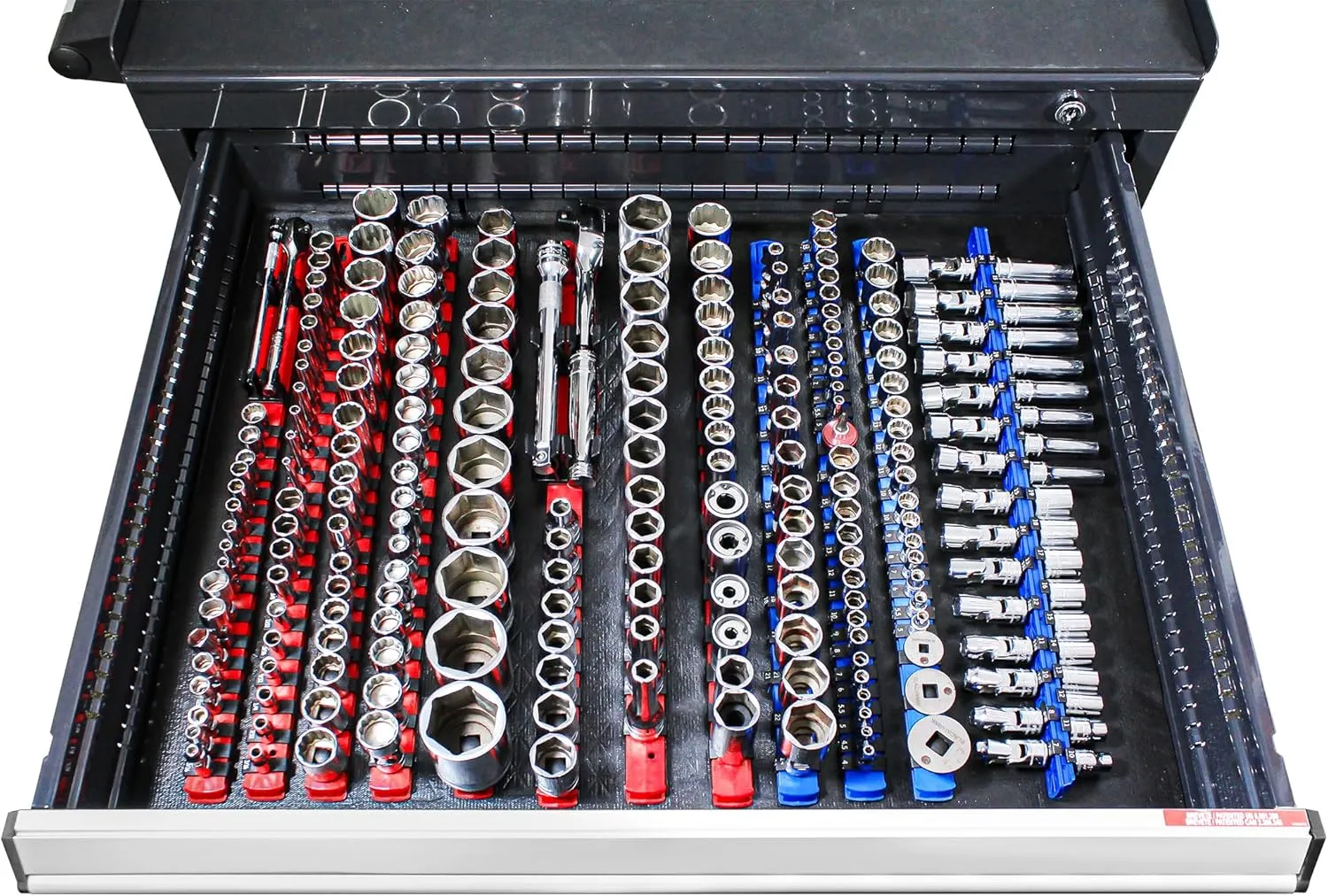 Ernst Manufacturing 18-Inch Magnetic Socket Organizer with 18 3/8-Inch Twist Lock Clips, Blue (8404M-Blue-3/8)