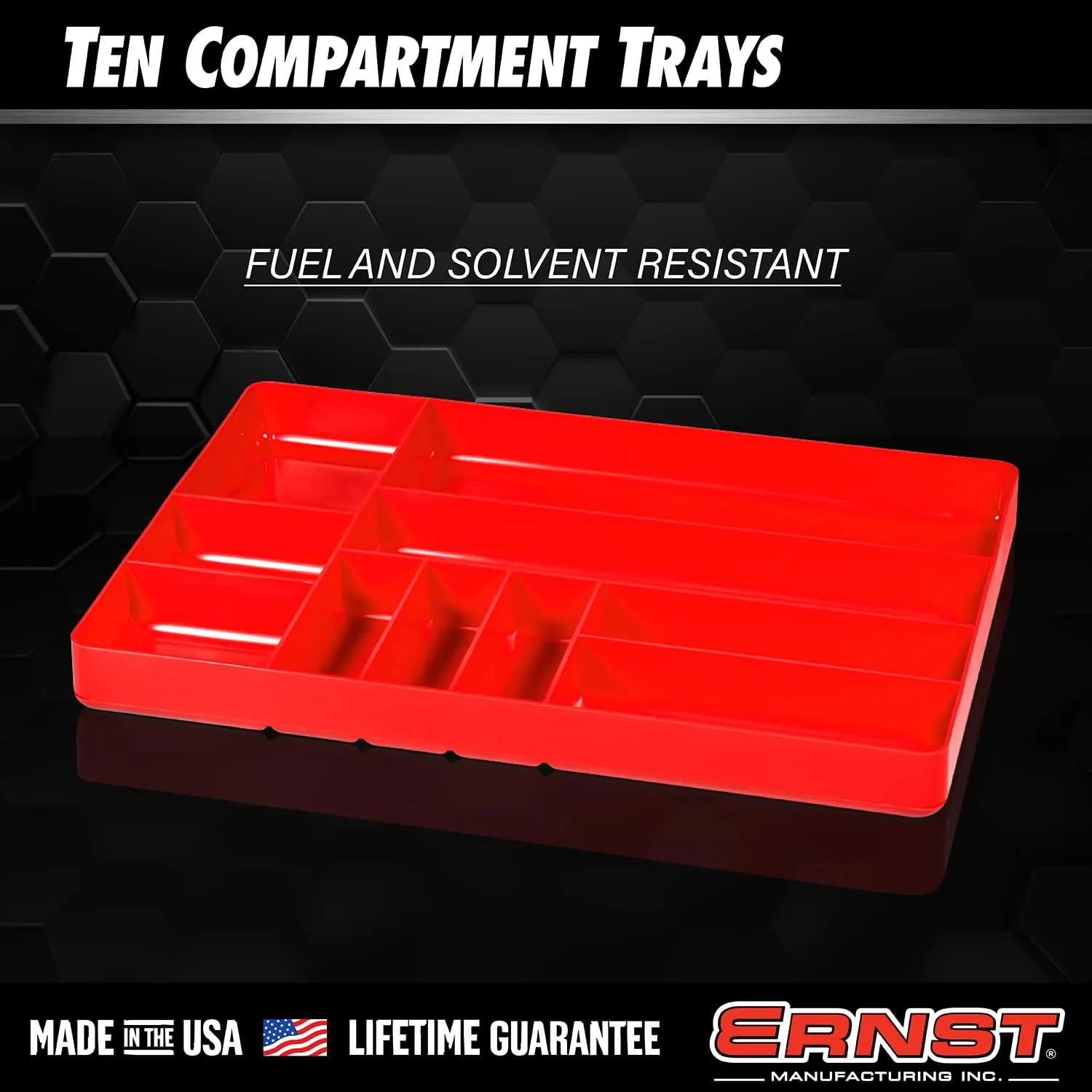 Ernst Manufacturing Tool Garage Organizer Tray, Orange, 10-Compartments