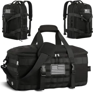 ETRONIK Gym Bags for Men, Extra Large Tactical Duffle Bag Backpack with Shoe Compartment, 3 in 1 Carry on Bag Travel Backpack with Wet Pocket, Weekender Range Bag for Workout Football Gym, Black