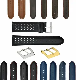Ewatchparts 18-24MM PERFORATED LEATHER WATCH BAND STRAP FOR WRIST WATCHES QUICK RELEASE