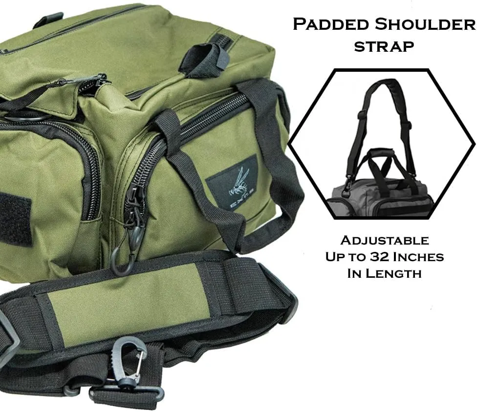 Exos Tactical Range Bag – Medium Size Range Bag for Shooting – Gun Case for Handguns, Ammo Bag, Tactical Range Bag, Molle Webbing, Free Subdued USA Patch, Designed in the USA