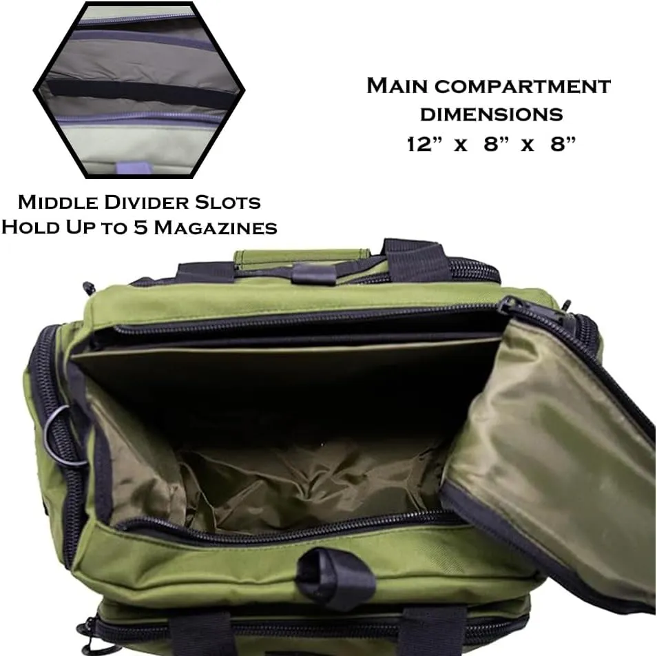 Exos Tactical Range Bag – Medium Size Range Bag for Shooting – Gun Case for Handguns, Ammo Bag, Tactical Range Bag, Molle Webbing, Free Subdued USA Patch, Designed in the USA