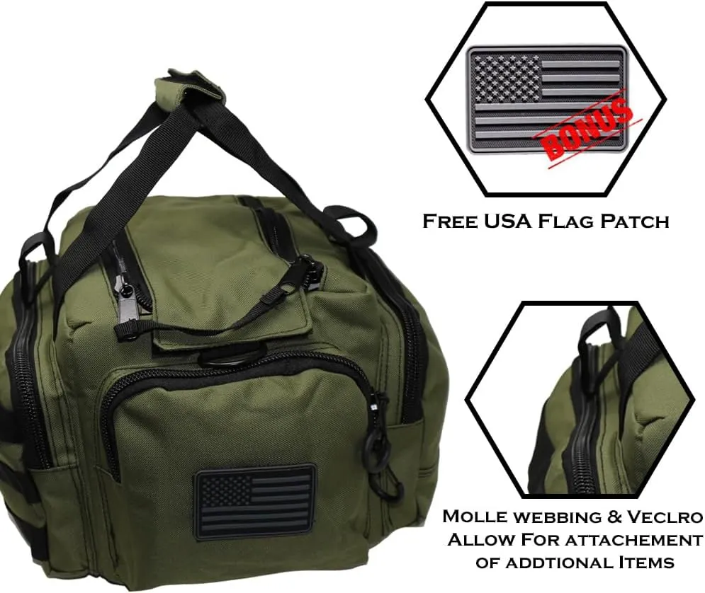 Exos Tactical Range Bag – Medium Size Range Bag for Shooting – Gun Case for Handguns, Ammo Bag, Tactical Range Bag, Molle Webbing, Free Subdued USA Patch, Designed in the USA
