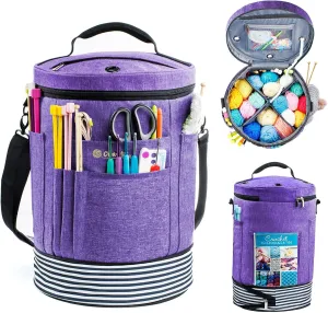 Expandable Crochet Bag - Knitting and Yarn Storage Organizer Tote with Zipper Closure - Ideal Gift for Crocheting Accessories and Supplies