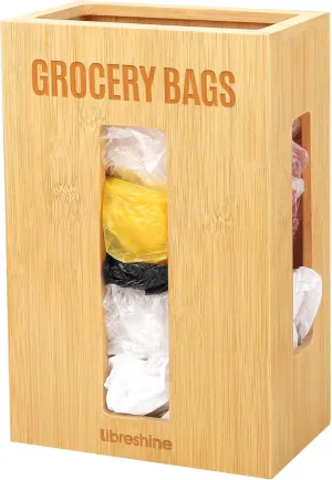 Extra Large Bamboo Grocery Bag Holder & Plastic Bag Organizer, Under Sink Cabinet or Wall Mounted Storage, Space-Saving Dispenser for Kitchen, Pantry, Garage, Laundry Room
