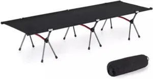 Extra Long Folding Cot, W/Carry Bag Organizer Perfect for Camping, Hunting, or Sleepy Guests Come Over, Supports 300lb(Black)