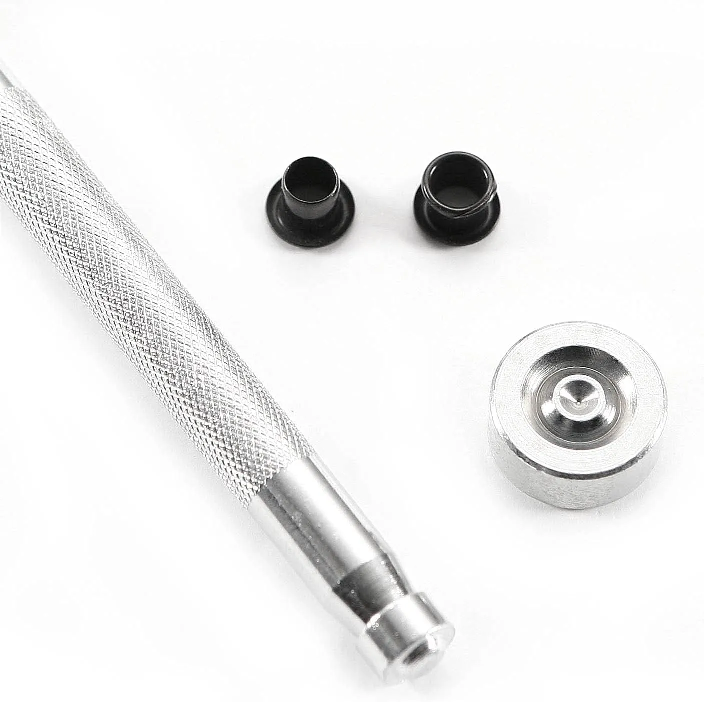 Eyelet Hand Setter & Eyelet Combo Kit - Includes (1)(#8 Hand Setter)   (100)(#8-9 Black Eyelets) - for DIY Kydex & Leather Holster Making, Upholstery, and Apparel Binding