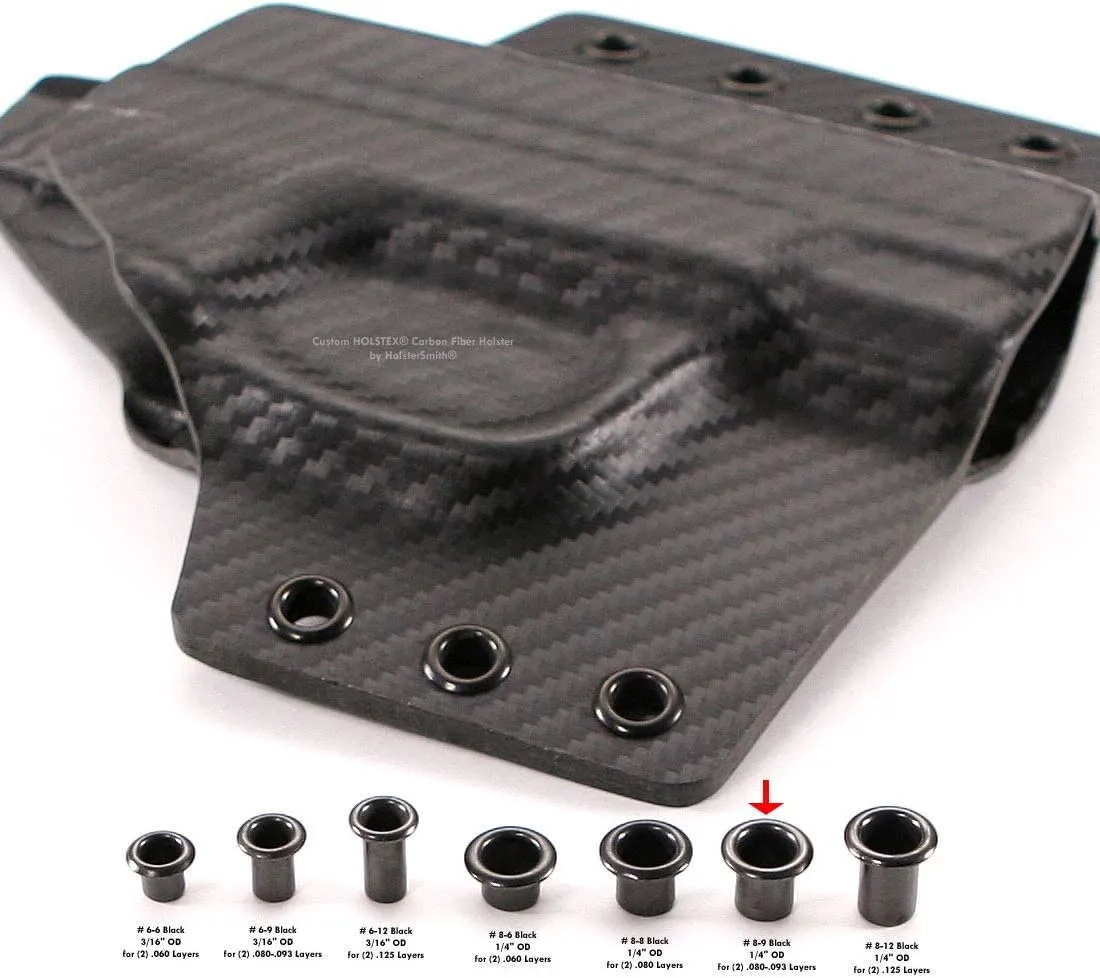Eyelet Hand Setter & Eyelet Combo Kit - Includes (1)(#8 Hand Setter)   (100)(#8-9 Black Eyelets) - for DIY Kydex & Leather Holster Making, Upholstery, and Apparel Binding