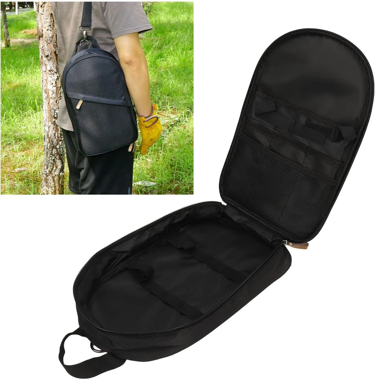 Fabater Outdoor Cookware Organizer Bag, Stylish and Portable Polyester Fiber, Multifunctional Camping Cookware Bag with Shoulder Strap for Picnic (Black)