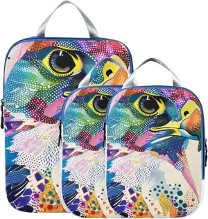 Falcon Color Clip Art Compression Packing Cubes for Travel Packing Organizers Backpack 3 Pack Luggage Travel Essentials Carry Must Haves Waterproof Suitcase Storage Bags