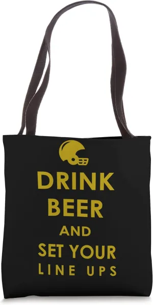 Fantasy Football Drink Beer Set Line Ups Funny Draft Tote Bag