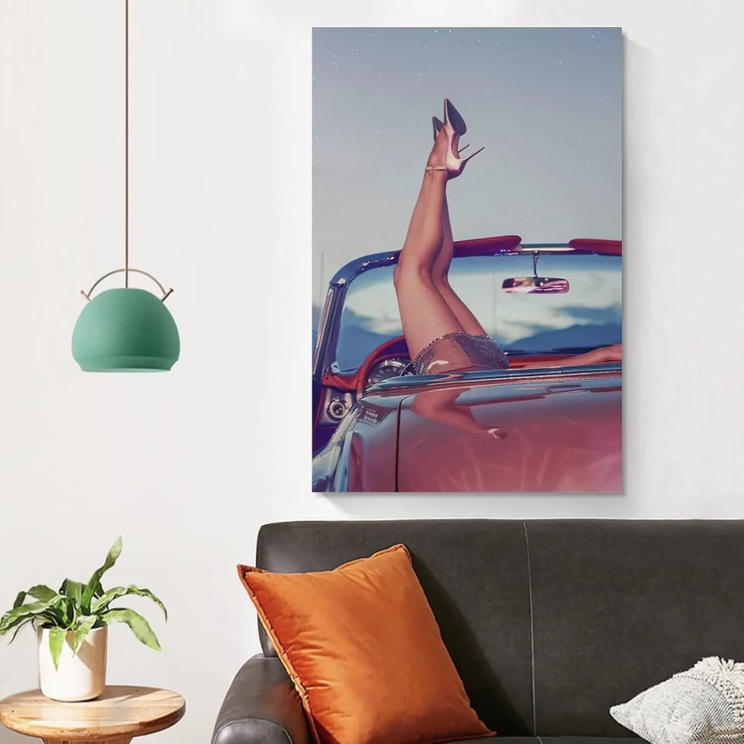 Fashionable High Heels in Car Poster Mural Print Home Canvas Wall Decoration Art Canvas Painting Posters And Prints Wall Art Pictures for Living Room Bedroom Decor 24x36inch(60x90cm) Unframe-style
