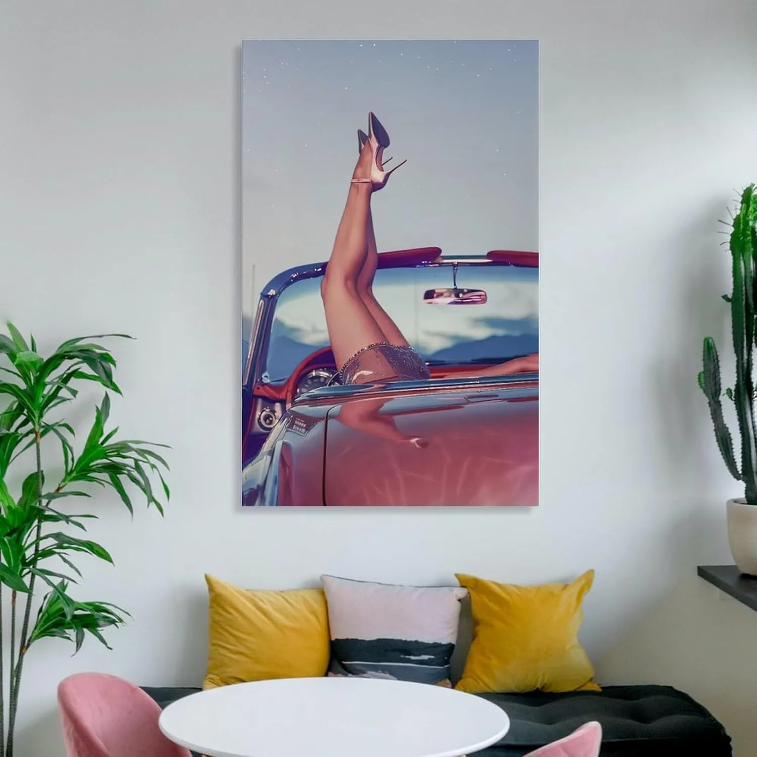 Fashionable High Heels in Car Poster Mural Print Home Canvas Wall Decoration Art Canvas Painting Posters And Prints Wall Art Pictures for Living Room Bedroom Decor 24x36inch(60x90cm) Unframe-style
