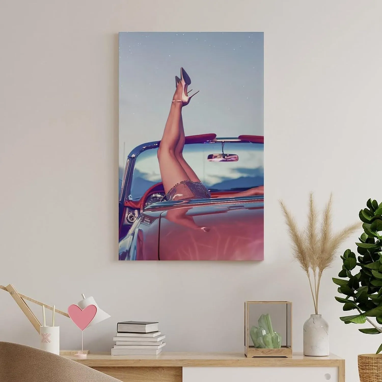 Fashionable High Heels in Car Poster Mural Print Home Canvas Wall Decoration Art Canvas Painting Posters And Prints Wall Art Pictures for Living Room Bedroom Decor 24x36inch(60x90cm) Unframe-style