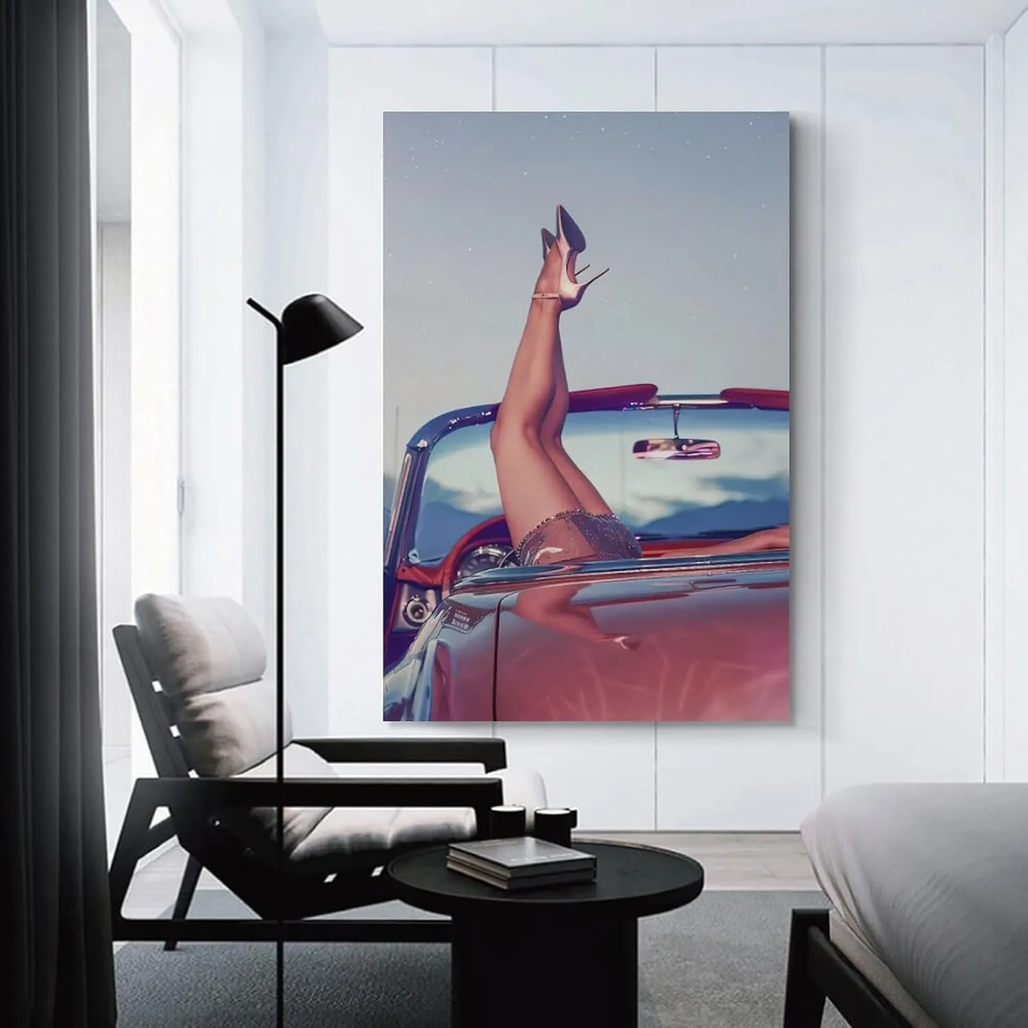 Fashionable High Heels in Car Poster Mural Print Home Canvas Wall Decoration Art Canvas Painting Posters And Prints Wall Art Pictures for Living Room Bedroom Decor 24x36inch(60x90cm) Unframe-style