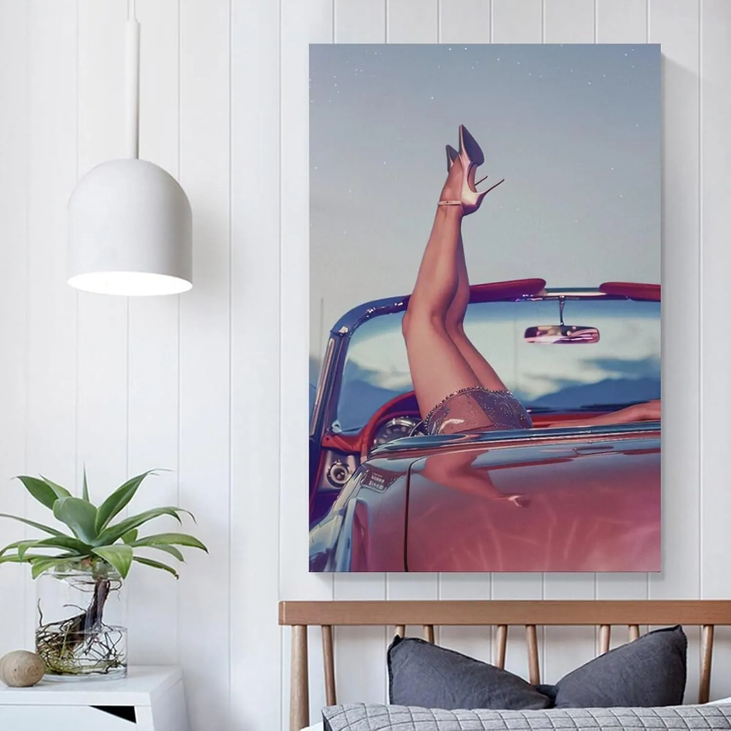 Fashionable High Heels in Car Poster Mural Print Home Canvas Wall Decoration Art Canvas Painting Posters And Prints Wall Art Pictures for Living Room Bedroom Decor 24x36inch(60x90cm) Unframe-style