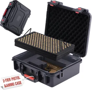 [Father Day Gift ]TSA HandGun Case for Glock, 9 mm Hard Pistol Case, (8.5mm-11.43mm) Ammo Storage Box, for Storing handgun & Ammo, Waterproof 9 mm Ammo Box hard shell, TSA Approved Firearm Travel Case