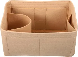 Felt Cosmetic Bag Quilted Makeup Bag Travel Makeup Bag Makeup Bags Purse Liner Tote Liner Insert Organizer Toiletry Pouch Purse Organizer Insert for Handbag Makeup Bag Liner Beige