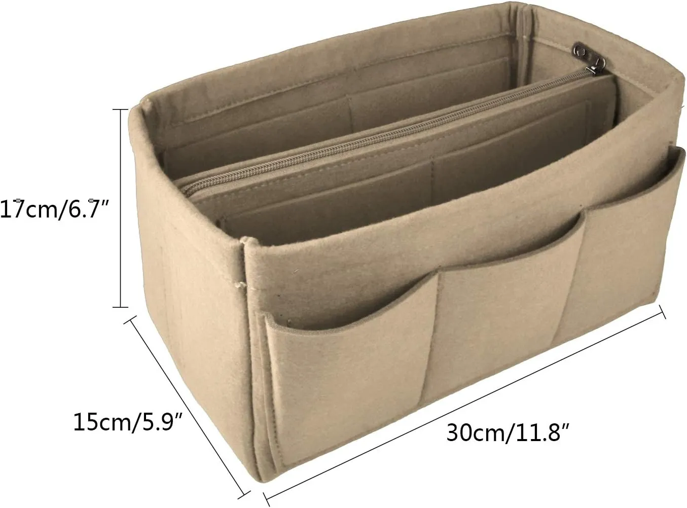 Felt Fabric Purse Handbag Organizer Insert Bag for Tote Bag Handbag (Large New, Beige New)
